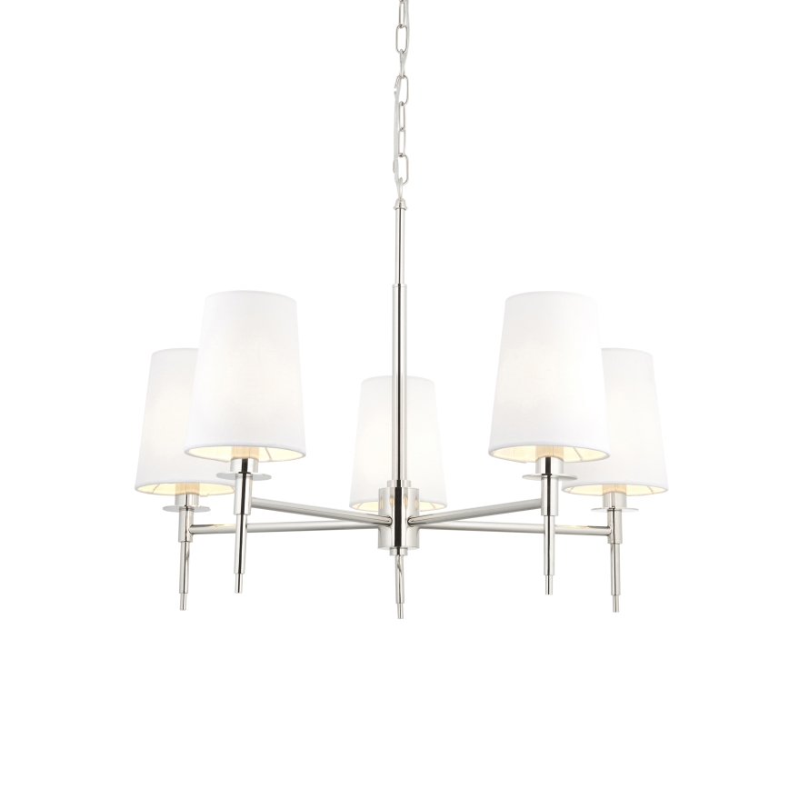 Endon 99457 - Candelabru suspendat pe lanț, 5xE14/6W/230V, crom lucios/alb
