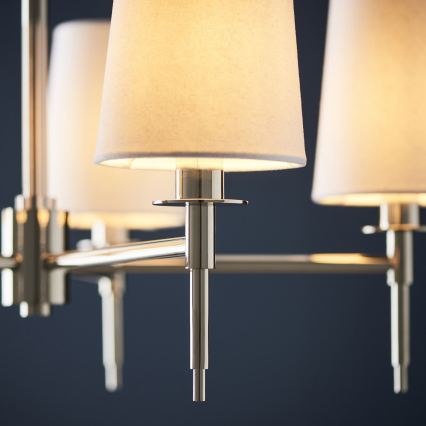 Endon 99457 - Candelabru suspendat pe lanț, 5xE14/6W/230V, crom lucios/alb