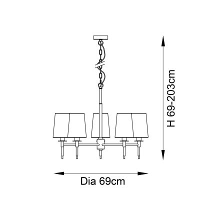 Endon 99457 - Candelabru suspendat pe lanț, 5xE14/6W/230V, crom lucios/alb
