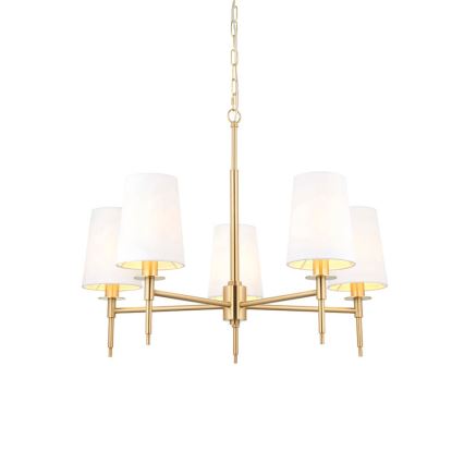 Endon 99458 - Candelabru suspendat cu lanț, 5 x E14, 6W, 230V, auriu/alb