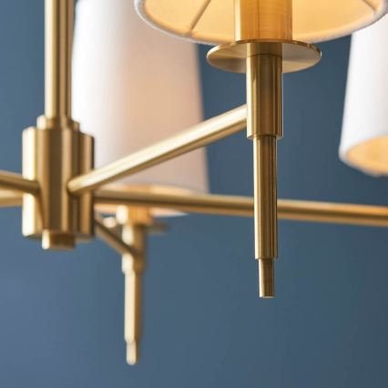 Endon 99458 - Candelabru suspendat cu lanț, 5 x E14, 6W, 230V, auriu/alb