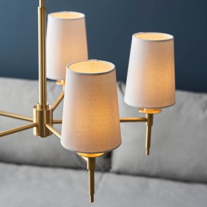 Endon 99458 - Candelabru suspendat cu lanț, 5 x E14, 6W, 230V, auriu/alb
