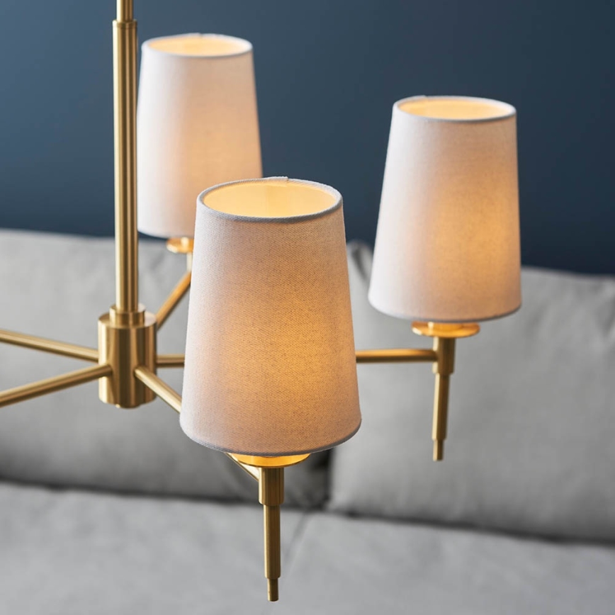 Endon 99458 - Candelabru suspendat cu lanț, 5 x E14, 6W, 230V, auriu/alb