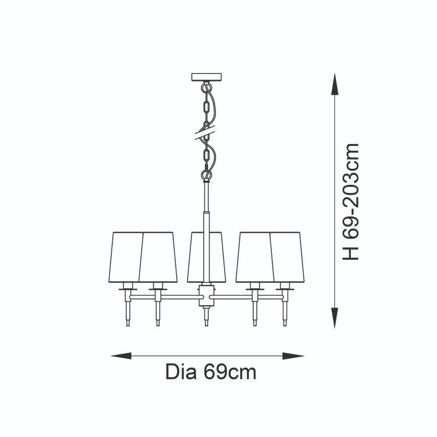 Endon 99458 - Candelabru suspendat cu lanț, 5 x E14, 6W, 230V, auriu/alb
