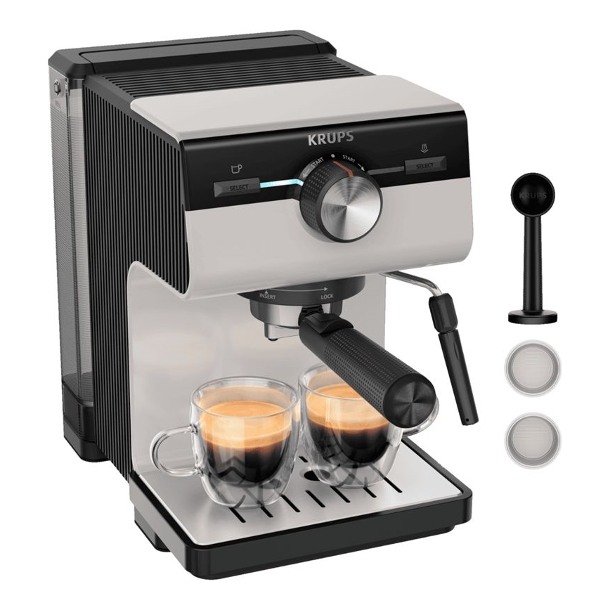 Espressor pentru două cești Krups AUTHENTIC 1450W/230V gri