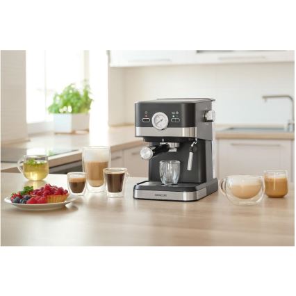 Espressor Sencor 1050W/230V negru/crom mat