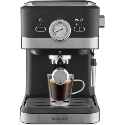 Espressor Sencor 1050W/230V negru/crom mat