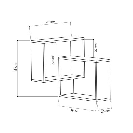 Etajeră de colț RING 68x68 cm gri/antracit