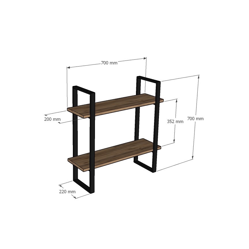 Etajeră de perete BUBA 70x70 cm maro/antracit