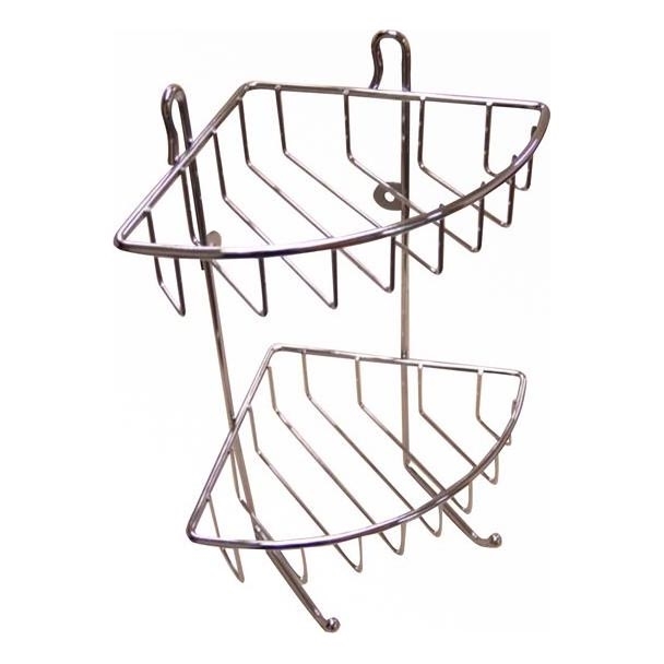 Etajeră de perete cu două rafturi pentru duș 22,5x30 cm crom lucios