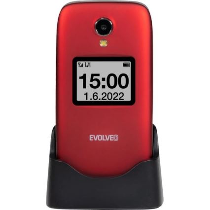 Evolveo - EasyPhone FS, telefon mobil cu clapetă pentru seniori, 2.8 roșu