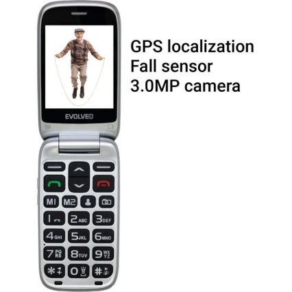Evolveo - EasyPhone FS, telefon mobil cu clapetă pentru seniori, 2.8 roșu