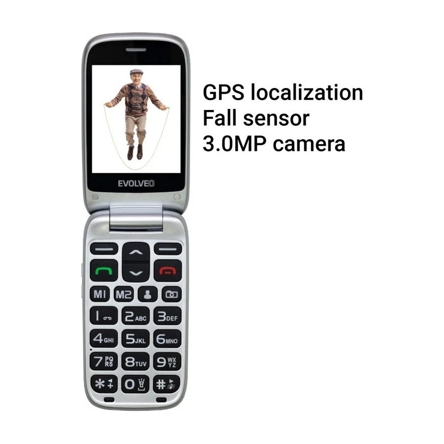 Evolveo - EasyPhone FS, telefon mobil cu clapetă pentru seniori, 2.8 roșu