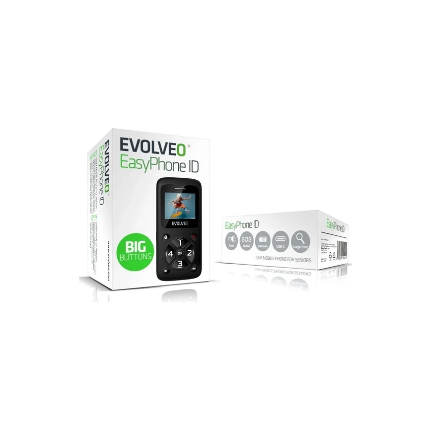 Evolveo - EasyPhone ID, telefon mobil pentru seniori, negru