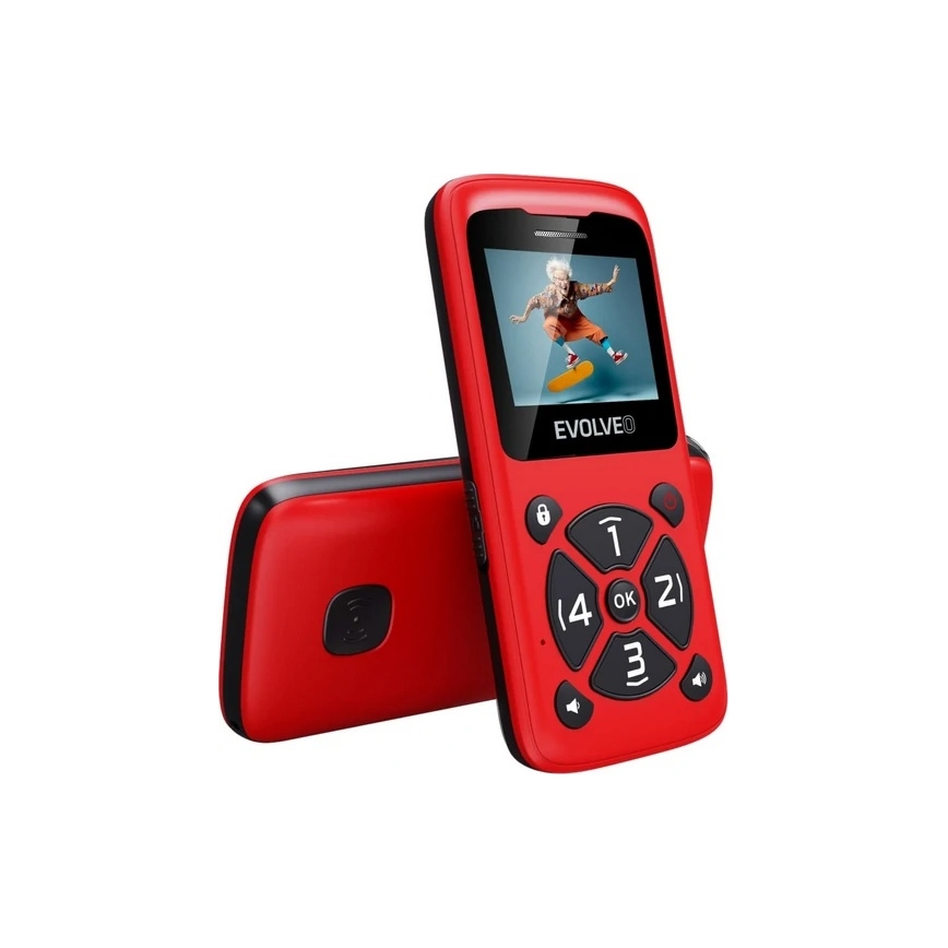 Evolveo - EasyPhone ID telefon mobil roșu pentru seniori