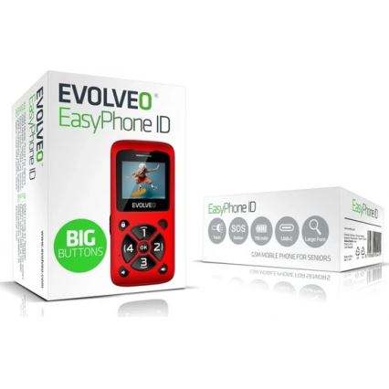 Evolveo - EasyPhone ID telefon mobil roșu pentru seniori