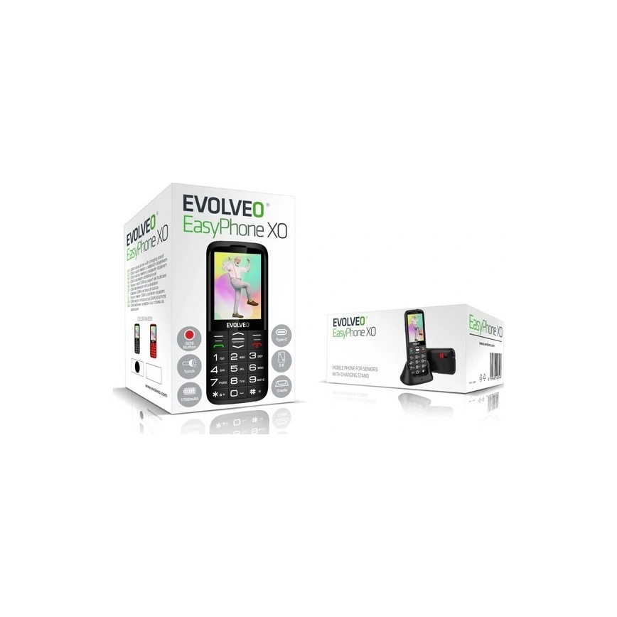 Evolveo - EasyPhone XO, telefon mobil pentru seniori, negru