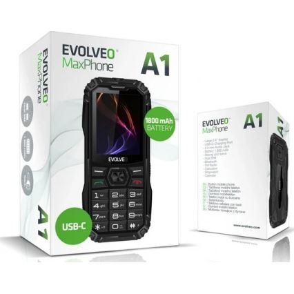 Evolveo - MaxPhone A1, telefon cu taste, Dual SIM, negru
