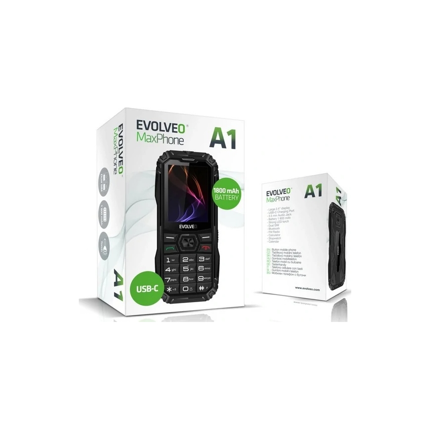 Evolveo - MaxPhone A1, telefon cu taste, Dual SIM, negru