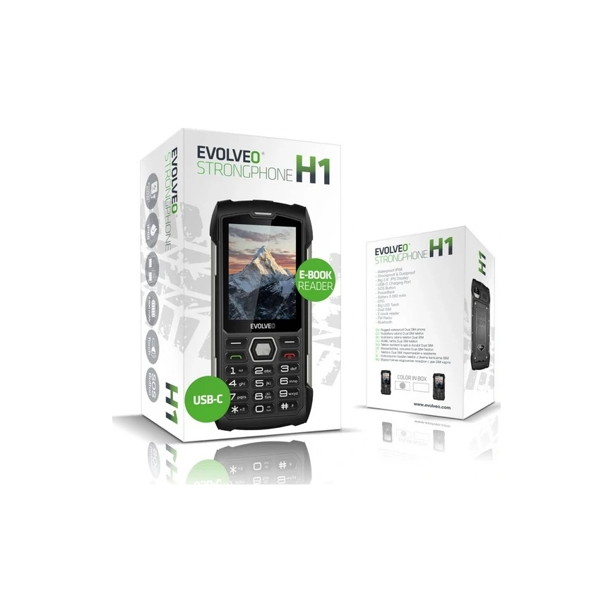 Evolveo - StrongPhone H1, telefon Dual SIM impermeabil, negru/gri