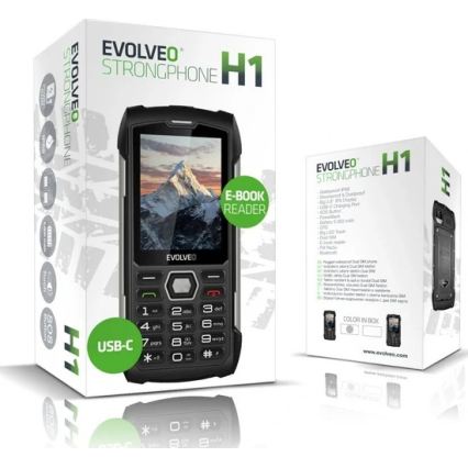 Evolveo StrongPhone H1, telefon Dual SIM rezistent la apă, negru/gri