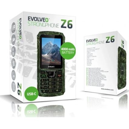 Evolveo - StrongPhone Z6, telefon Dual SIM rezistent la apă, camuflaj de vânătoare