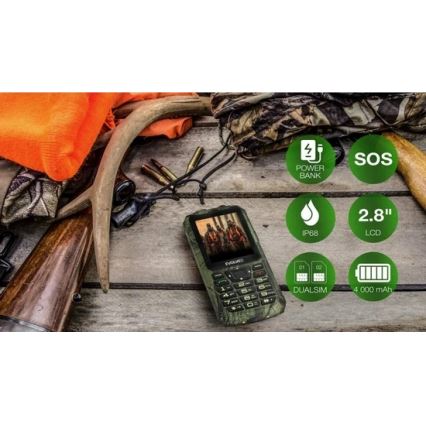 Evolveo - StrongPhone Z6, telefon Dual SIM rezistent la apă, camuflaj de vânătoare