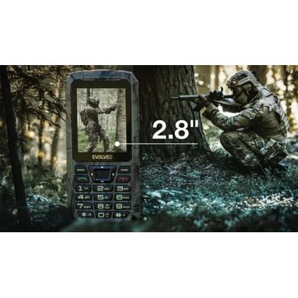 Evolveo - StrongPhone Z6, telefon Dual SIM rezistent la apă, camuflaj de vânătoare