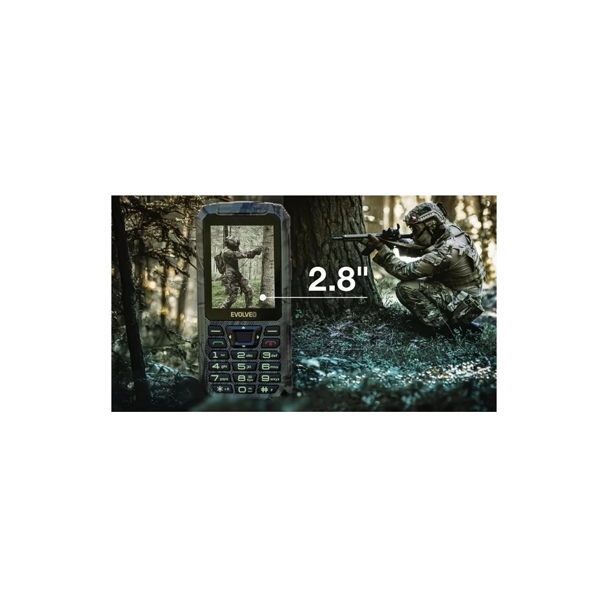 Evolveo - StrongPhone Z6, telefon Dual SIM rezistent la apă, camuflaj de vânătoare