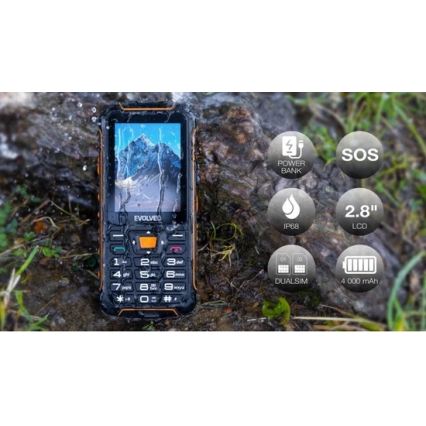 Evolveo - StrongPhone Z6 telefon Dual SIM rezistent la apă negru/oranj