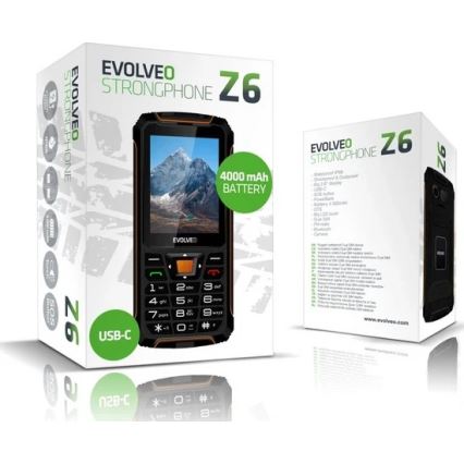 Evolveo StrongPhone Z6, telefon Dual SIM rezistent la apă, negru/portocaliu