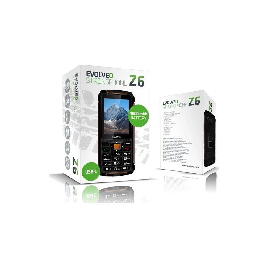 Evolveo StrongPhone Z6, telefon Dual SIM rezistent la apă, negru/portocaliu