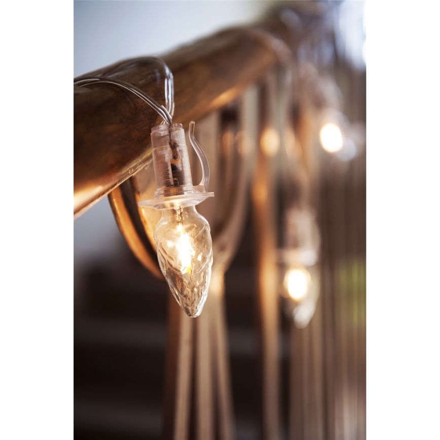 Ghirlandă LED de extensie pentru exterior CONE FILAMENT 20xE10 14m transparent/alb cald IP44, Fabricată în Cehia