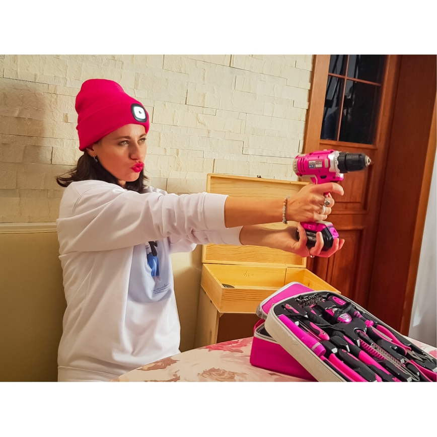 Extol - Șurubelniță cu acumulator 1300 mAh 12V roz