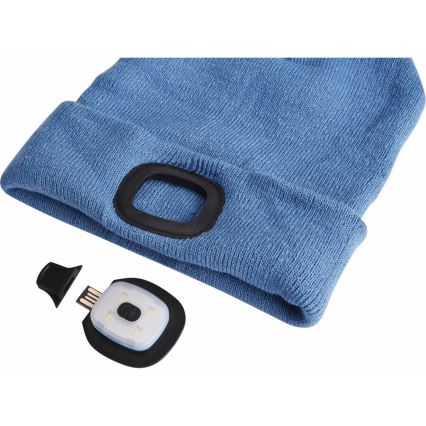 Extol - Căciulă cu lampă frontală și încărcare USB, acumulator 300 mAh, albastru, mărime UNI