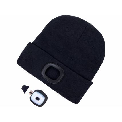 Extol - Căciulă cu lanternă frontală integrată și încărcare USB, acumulator 300 mAh, negru, mărime UNI
