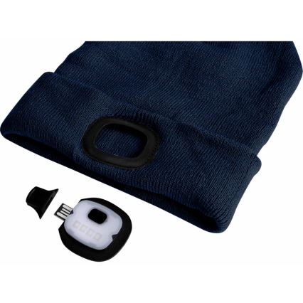 Extol - Căciulă cu lanternă frontală și încărcare USB, 250 mAh, albastră, mărime UNI
