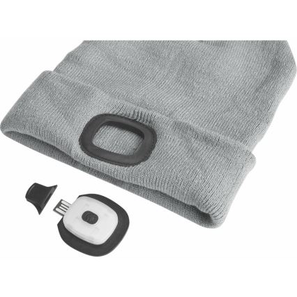 Extol - Căciulă cu lanternă frontală și încărcare USB, 300 mAh, gri, mărime UNI
