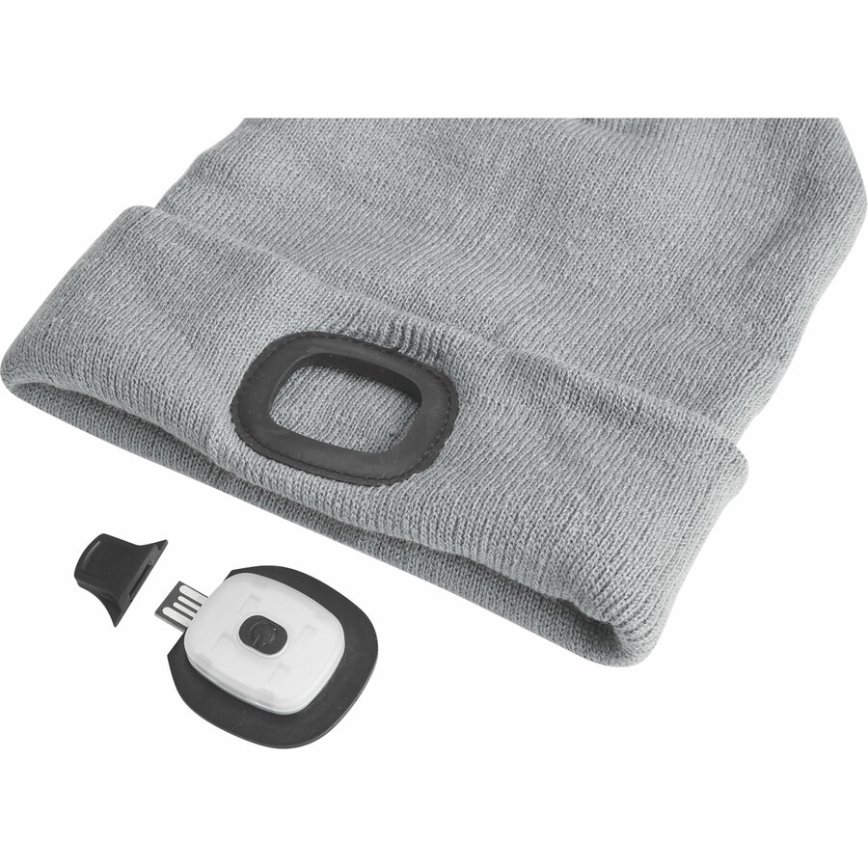 Extol - Căciulă cu lanternă frontală și încărcare USB, 300 mAh, gri, mărime UNI