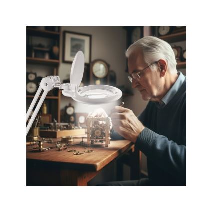 Extol - Lampă de birou LED reglabilă cu lupă LED/10W/230V, albă