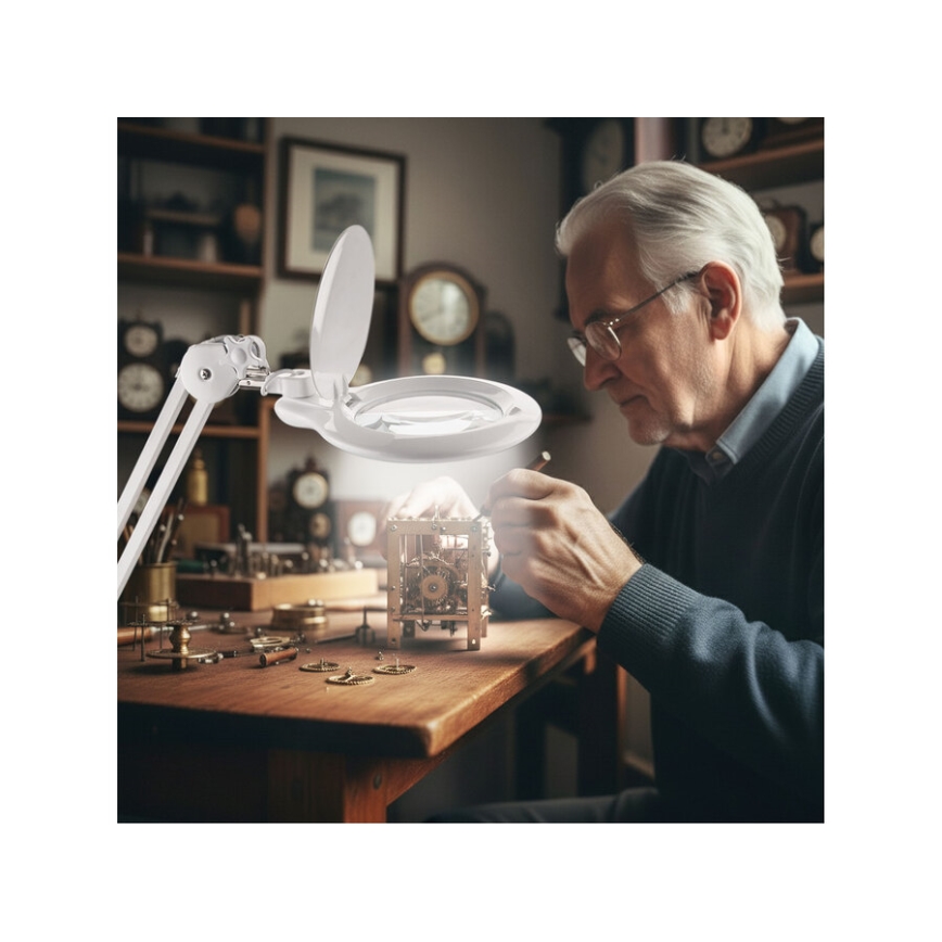 Extol - Lampă de birou LED reglabilă cu lupă LED/10W/230V, albă