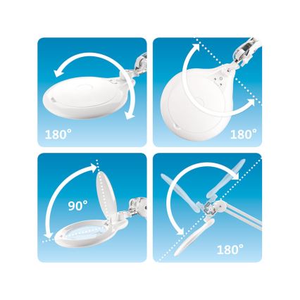 Extol - Lampă de birou LED reglabilă cu lupă LED/10W/230V, albă
