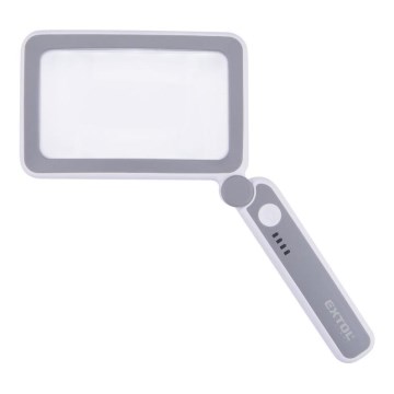 Extol - Lupă pliabilă reîncărcabilă, cu iluminare LED reglabilă, 650 mAh, alb/gri
