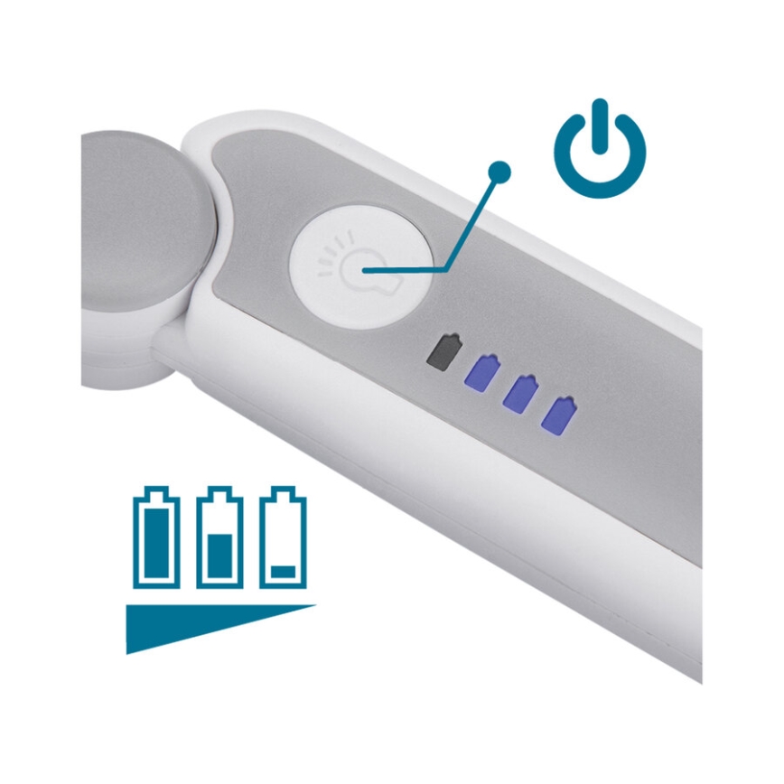 Extol - Lupă pliabilă reîncărcabilă, cu iluminare LED reglabilă, 650 mAh, alb/gri