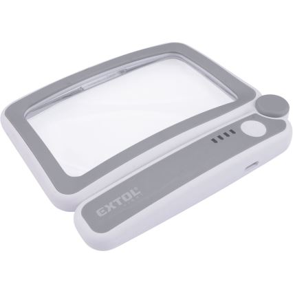 Extol - Lupă pliabilă reîncărcabilă, cu iluminare LED reglabilă, 650 mAh, alb/gri