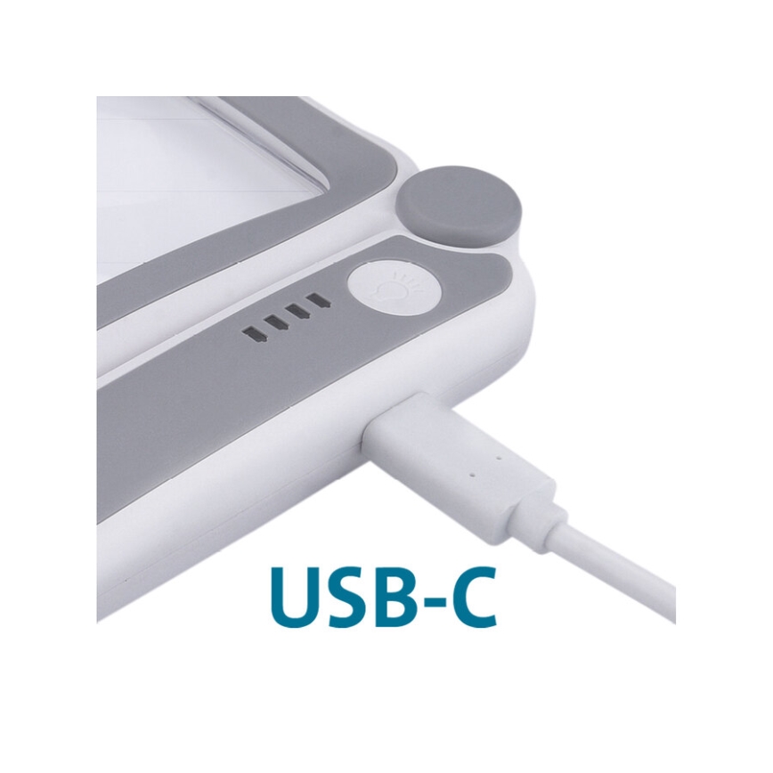Extol - Lupă pliabilă reîncărcabilă, cu iluminare LED reglabilă, 650 mAh, alb/gri