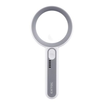 Extol - Lupă reîncărcabilă cu iluminare LED și reglare a intensității / 650 mAh alb/gri