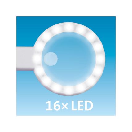 Extol - Lupă reîncărcabilă cu iluminare LED și reglare a intensității / 650 mAh alb/gri