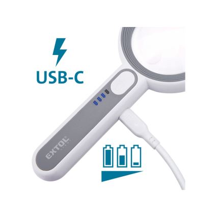 Extol - Lupă reîncărcabilă cu iluminare LED și reglare a intensității / 650 mAh alb/gri