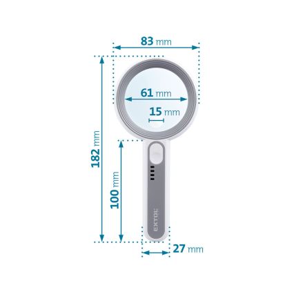 Extol - Lupă reîncărcabilă cu iluminare LED și reglare a intensității / 650 mAh alb/gri